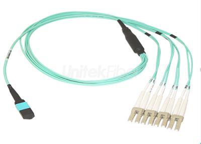 MPO Fiber Cable to LC Fiber Optic Patch Cord 8 12 cores OM3 with 2.0mm Pigtail
