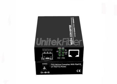 Optical Fiber Media Converter 10/100/1000M 1×RJ45 1×SFP Port Sing Mode