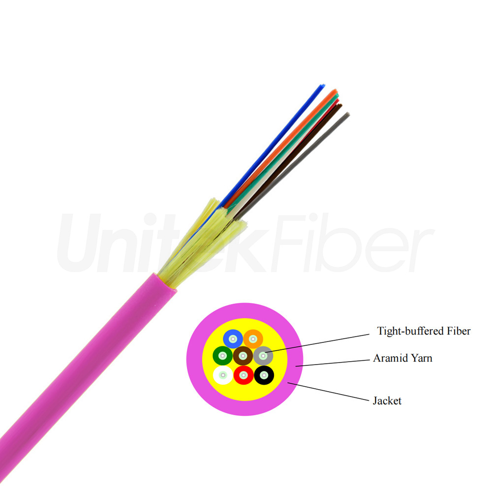 Breakout Indoor Fiber Optic Cable|GJFJV Indoor Fiber Optical Cable MM OM4 2-48F OFNR Riser Rated